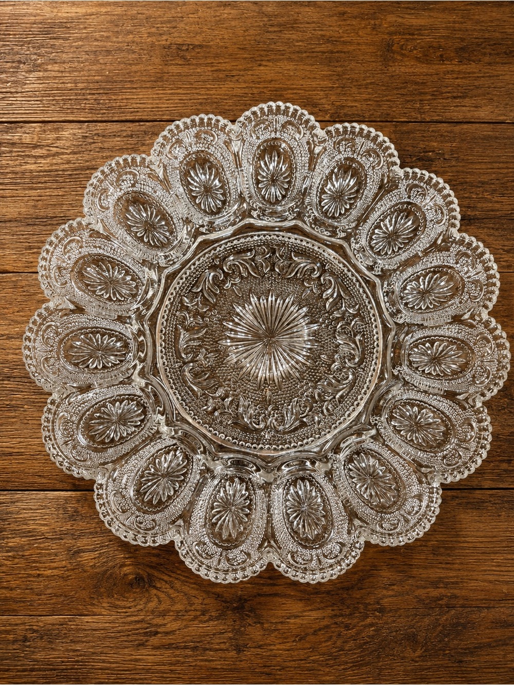 Vintage Brockway American Concord Glass Deviled Egg Plate 15 Slots
